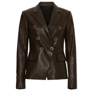 Milly Inez Faux Leather Blazer in Brown, Size US 6​